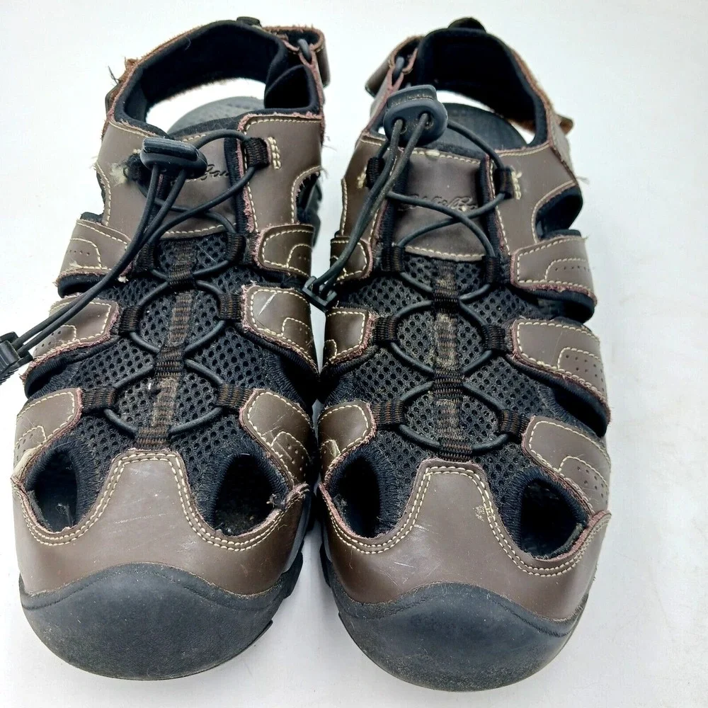Eddie Bauer Men's Shoes 12M Bungee Lace Arvada Fisherman Water Sandals Brown